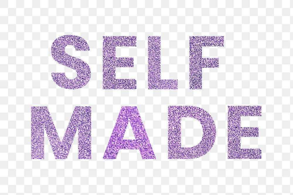 Selfmade purple png shiny word typography