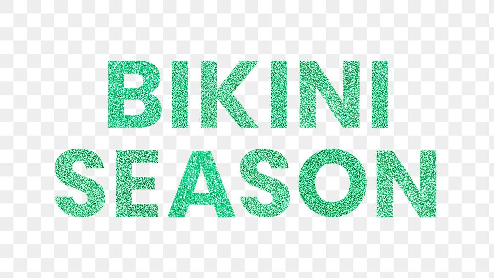 Glitter Bikini Season green png text typography