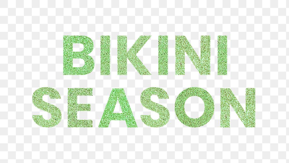 Bikini Season green png sparkly text typography
