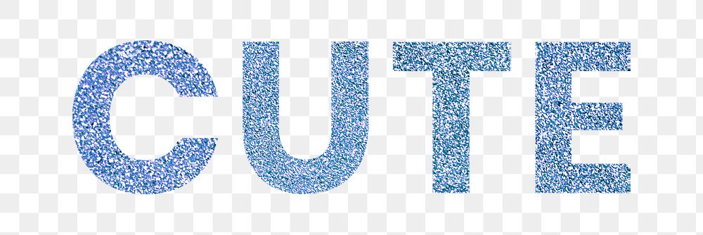 Shimmery blue Cute word png social media sticker