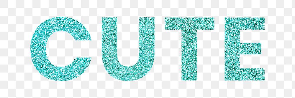 Cute sparkly aqua blue png word typography