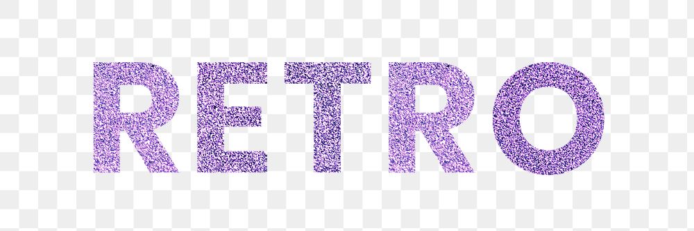 Sparkly purple Retro png word typography sticker