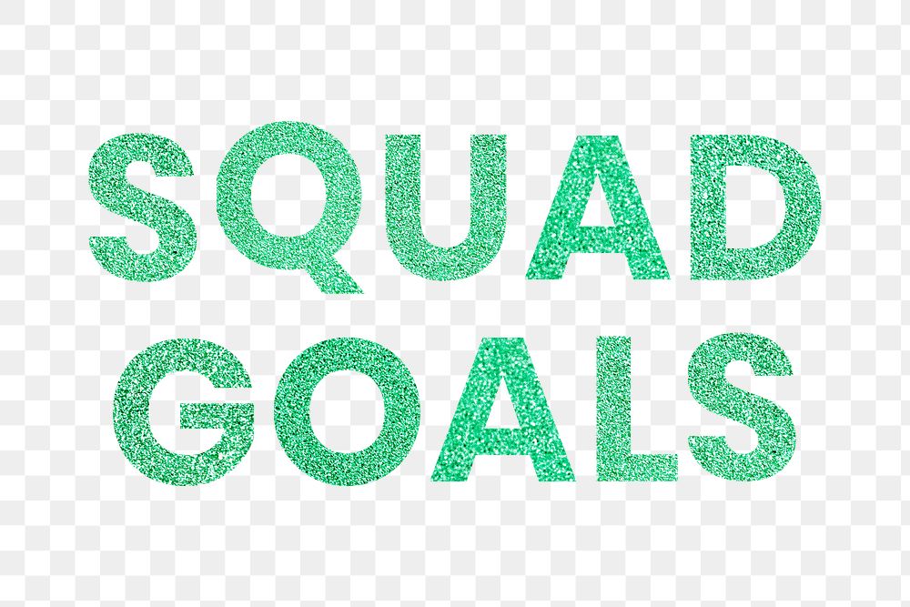 Glitter Squad Goals green png word typography