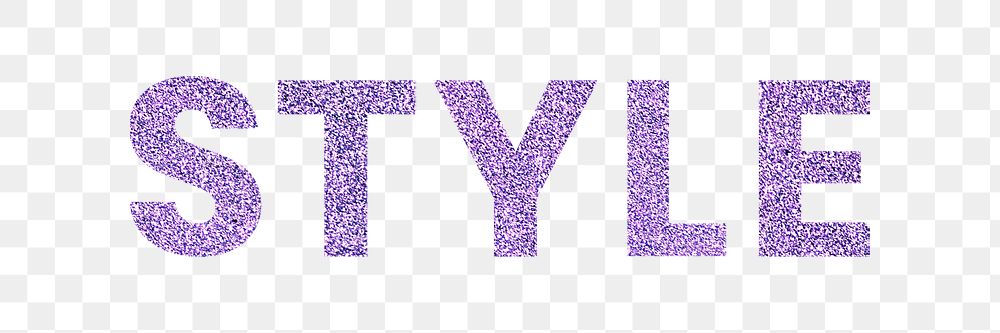 Sparkly purple Style png word typography sticker