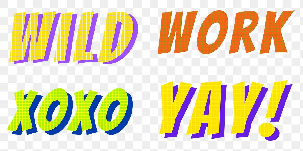 Word sticker png text funky colorful slang typography