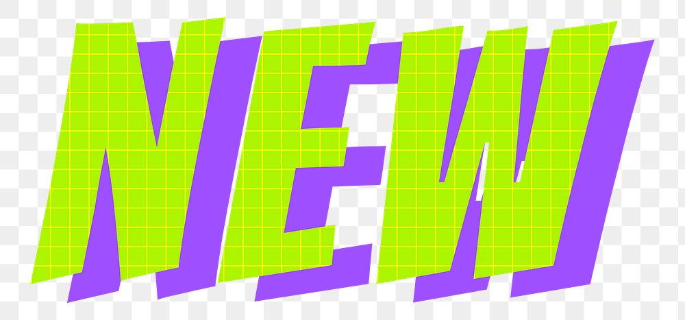 Word new funky typography png