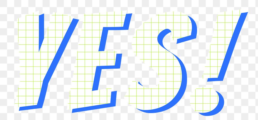 Word yes! funky typography png