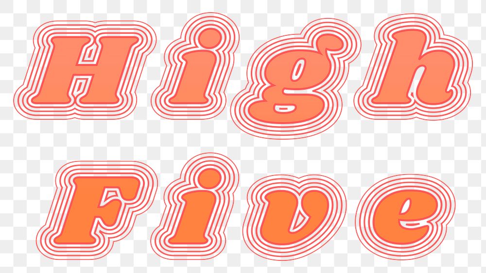 High five png retro font typography