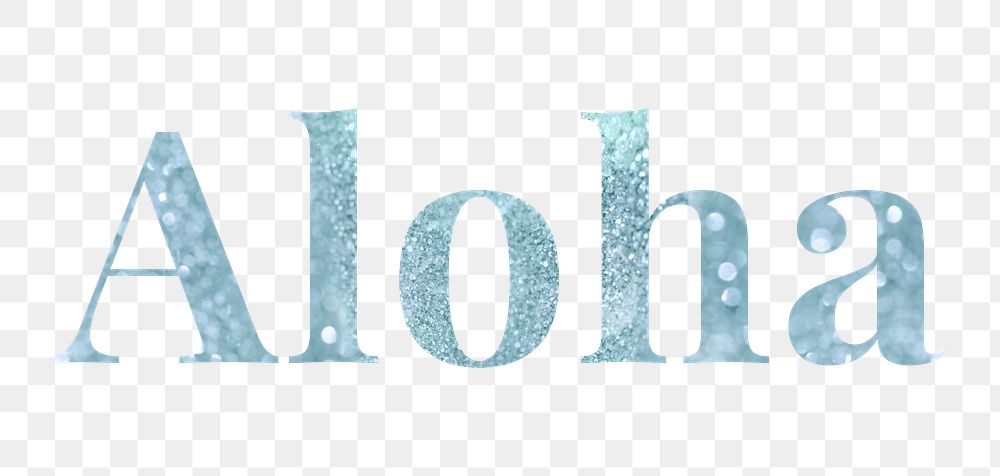 Glittery aloha light blue typography design element