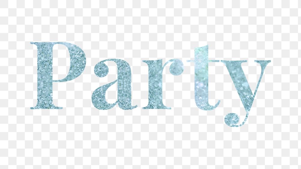 Glittery party light blue typography design element