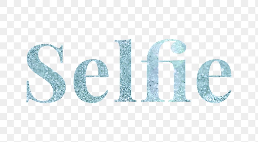 Glittery selfie light blue font design element