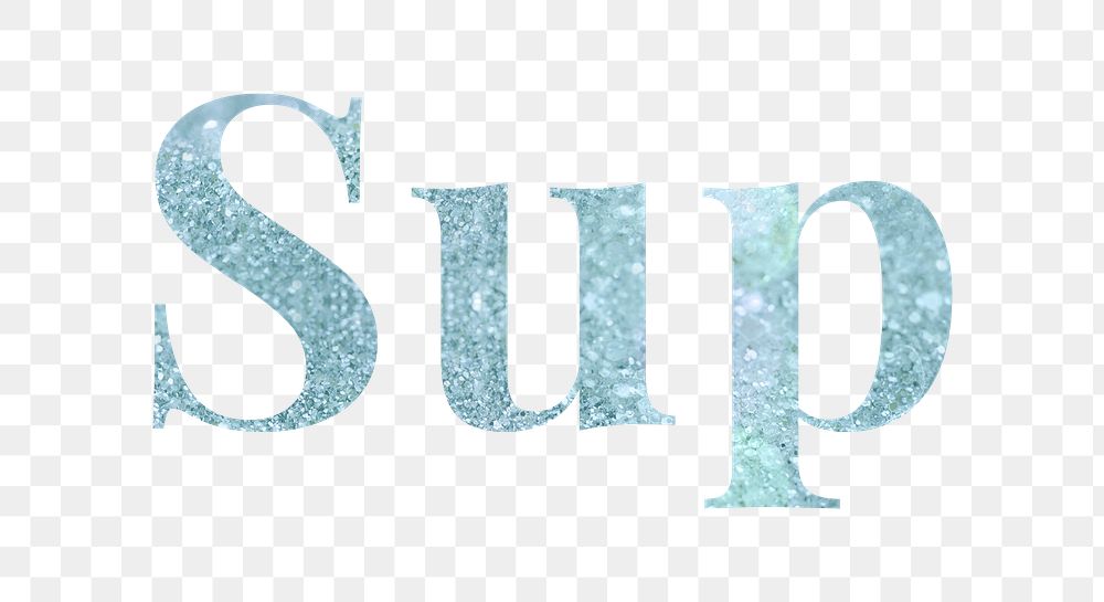 Glittery sup light blue font design element