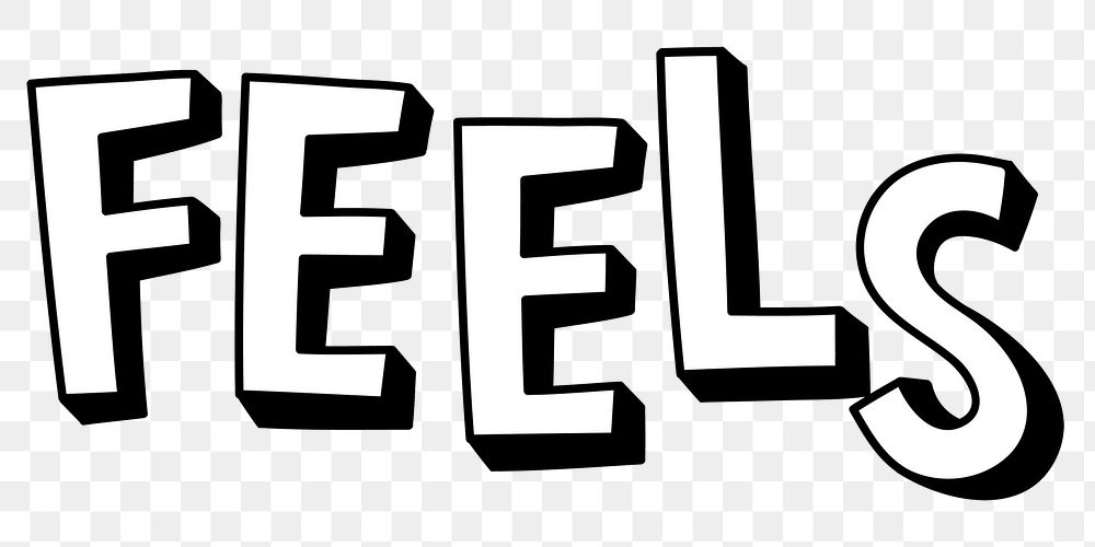 PNG feels comic style shadow font typography png