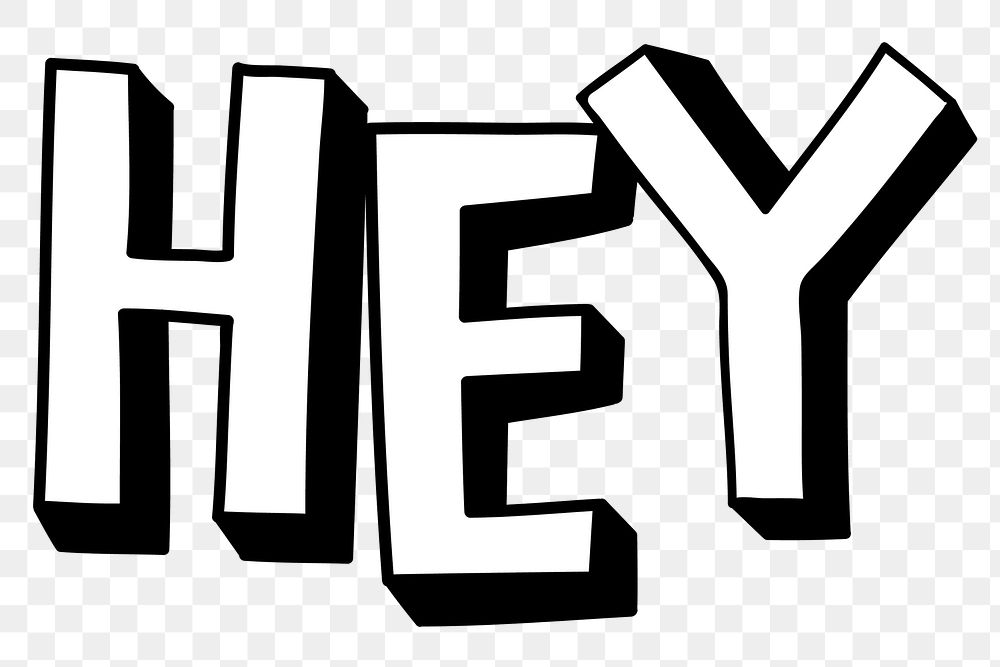 Hey shadow font typography png
