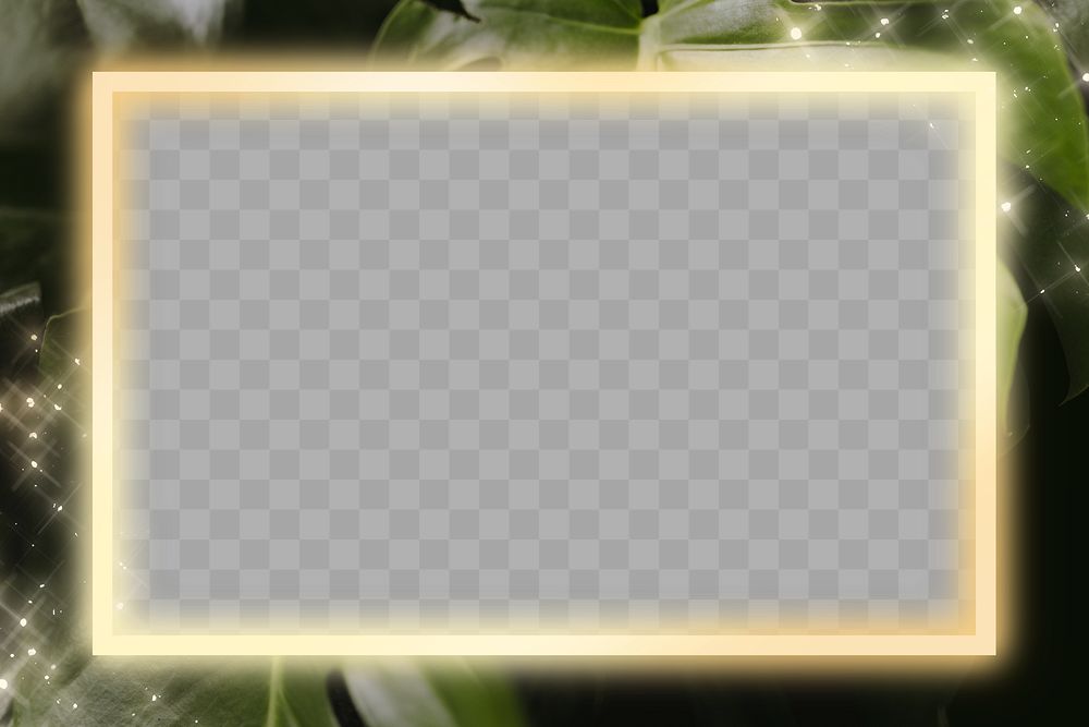 Yellow neon botanical frame png