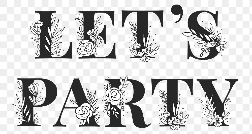 Let's Party word png typography font lettering