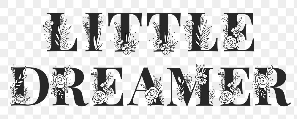 Floral little dreamer typography design element 