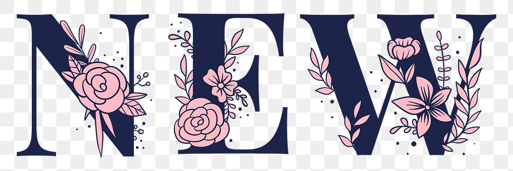 Girly New word png feminine typography font lettering