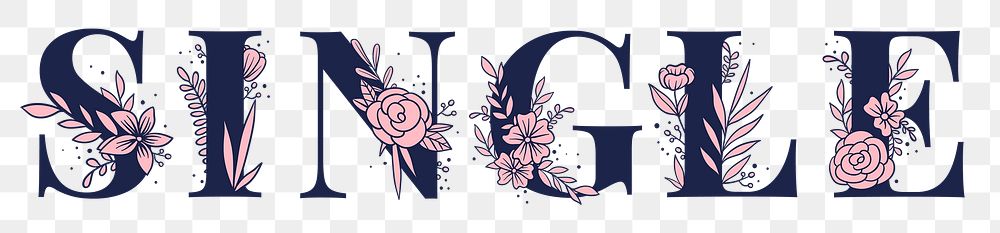Single png feminine font typography
