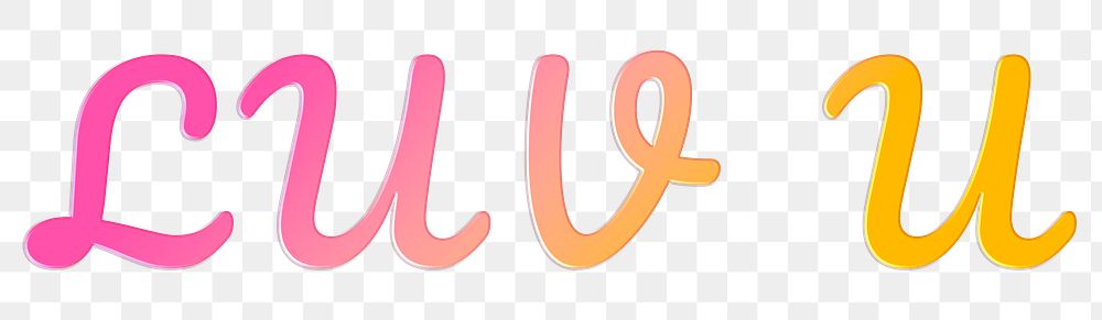 Luv u word png clipart doodle colorful hand writing