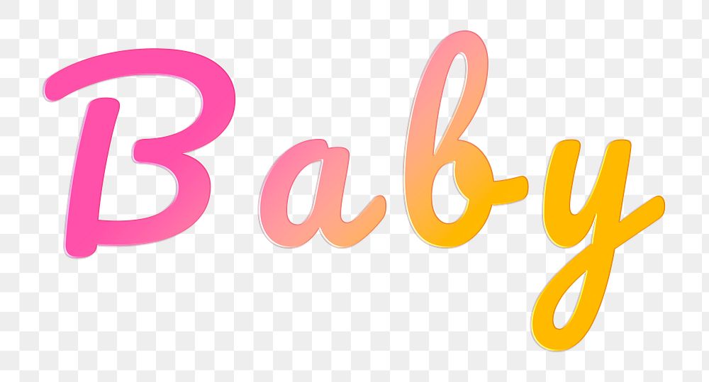 Baby word png doodle colorful hand writing