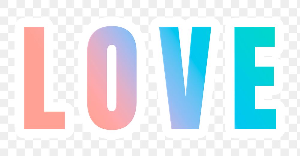 Love png word sticker gradient typography font
