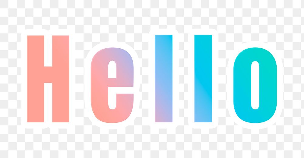 Hello png sticker gradient typography word