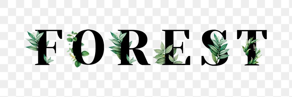 Botanical FOREST png word typography