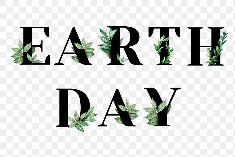 Botanical EARTH DAY png word typography