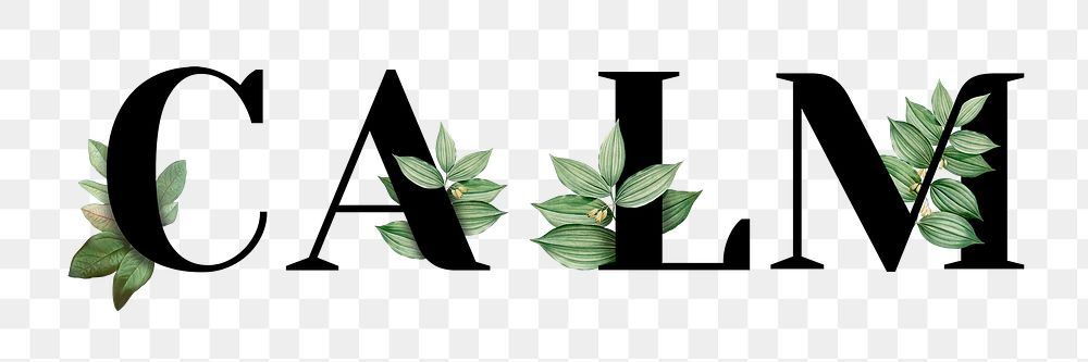 Botanical CALM png word typography