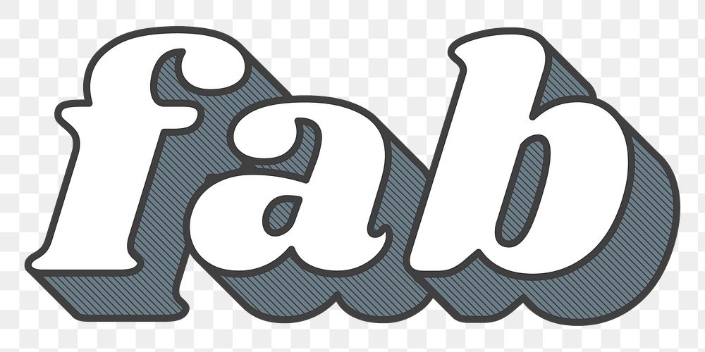 Fab word png retro typography