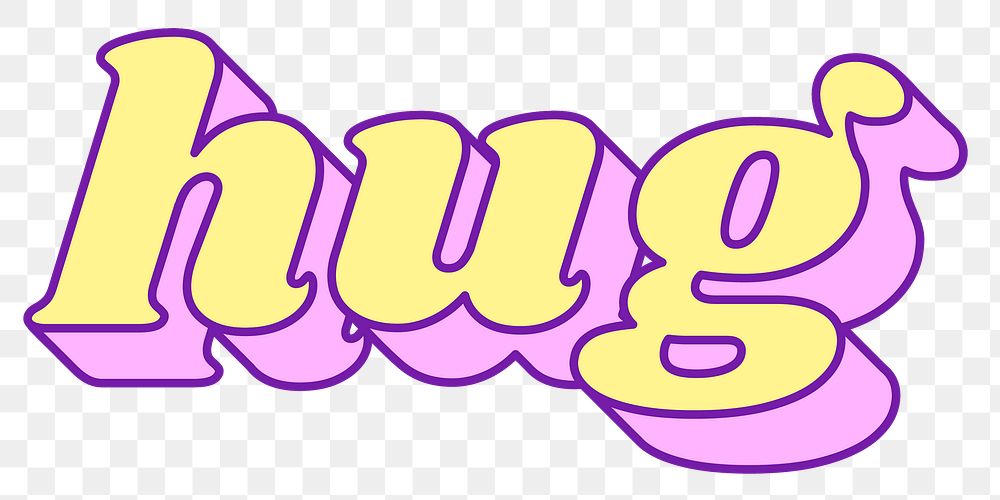 Hug word png funky typography