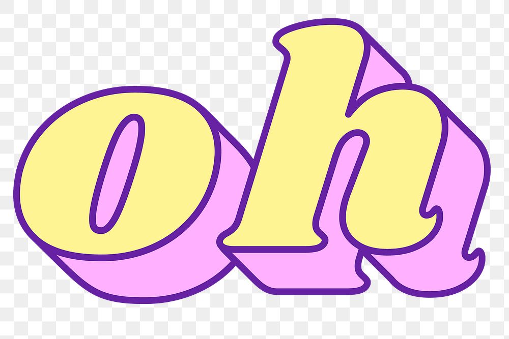 Oh word png retro typography