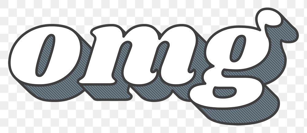Omg word png retro typography