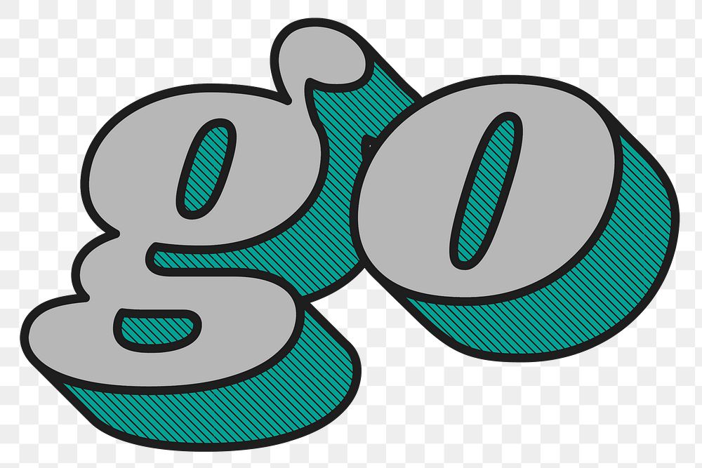 Retro go word png bold shadow font typography