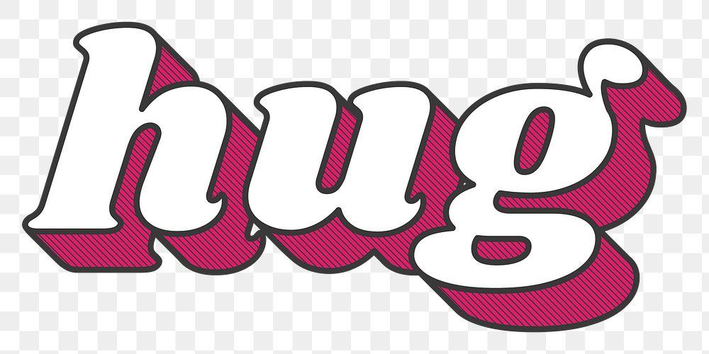 Retro hug png bold font typography 3d effect