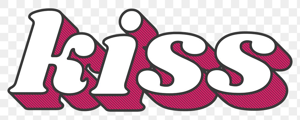 Kiss png retro 3D effect typography