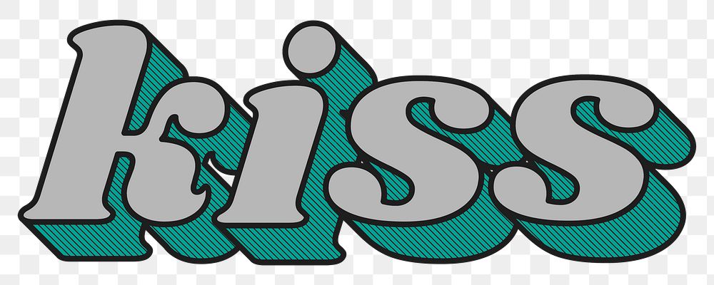Retro kiss png bold font typography 3d effect