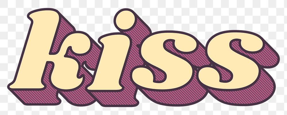 Retro bold font kiss png shadow typography