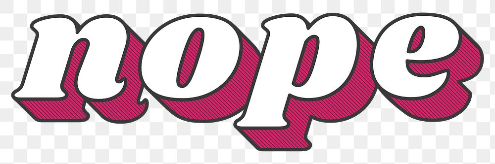 Nope lettering png retro shadow font