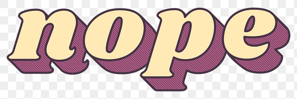 Nope lettering png retro purple shadow font