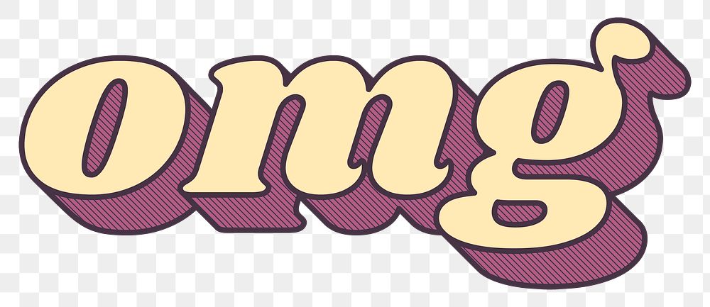 OMG lettering png retro purple shadow font