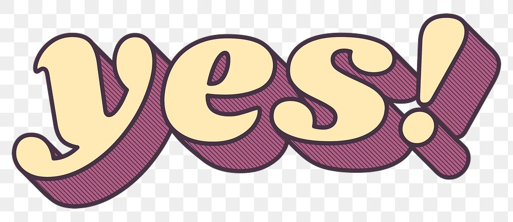 Yes! lettering png retro purple shadow font