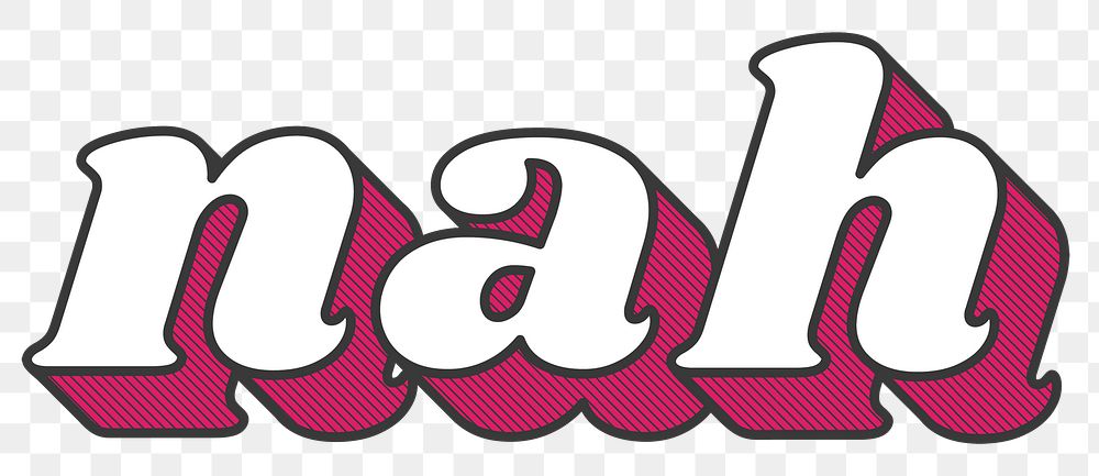 Nah lettering png retro shadow font typography