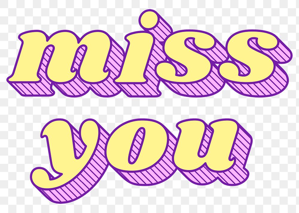 Miss you png retro bold lettering typography