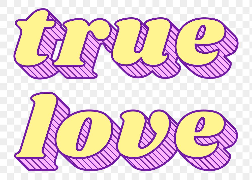 True love retro bold png love theme font style illustration