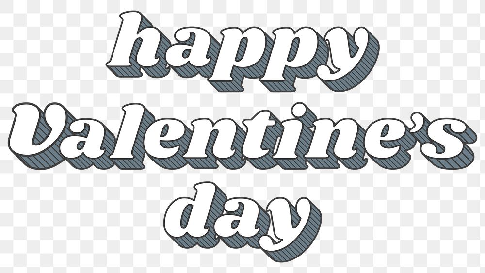 Funky bold style png happy valentine's day typography