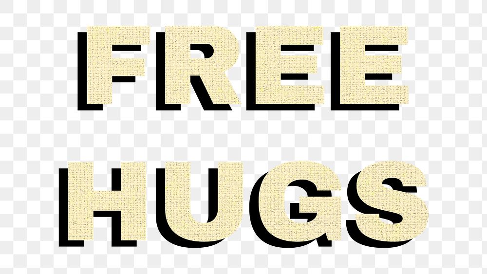 Free hugs png word sticker colorful textured font shadow typography