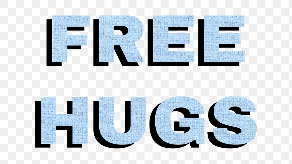 Free hugs sticker png textile texture shadow typography
