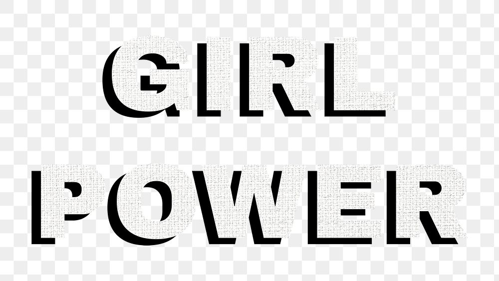 Girl power sticker png textile texture shadow typography